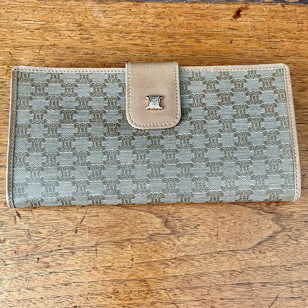 Celine long bifold wallet brown/light brown/tan PVC leather. Excellent condition